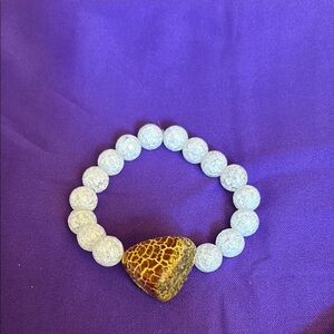 Elegant White and Brown Beaded Bracelet